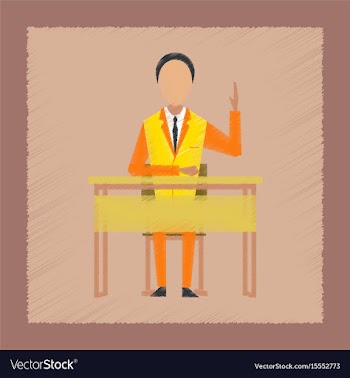 Flat shading style icon pupil at school desk vector image
