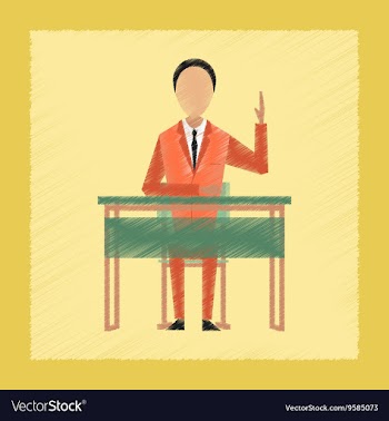 Flat shading style icon pupil at school desk vector image