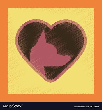 Flat shading style icon puppy dog heart vector image