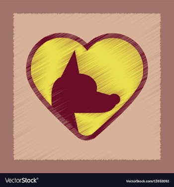 Flat shading style icon puppy dog heart vector image