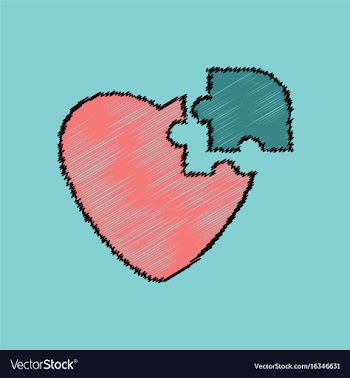 Flat shading style icon puzzle heart vector image