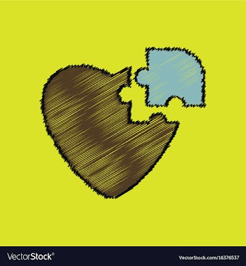 Flat shading style icon puzzle heart vector image