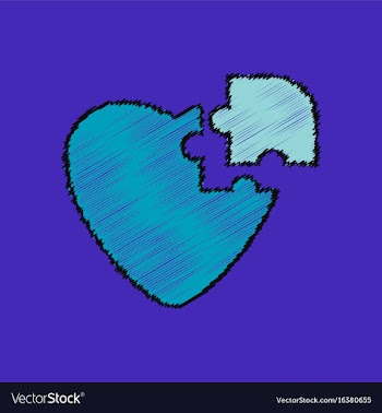 Flat shading style icon puzzle heart vector image