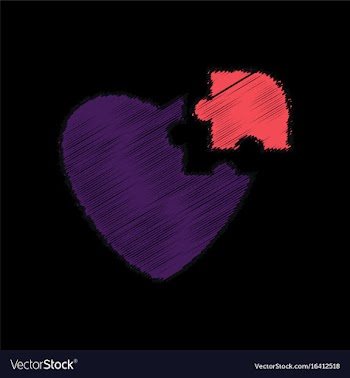 Flat shading style icon puzzle heart vector image
