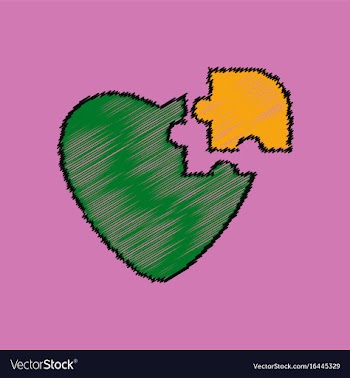 Flat shading style icon puzzle heart vector image