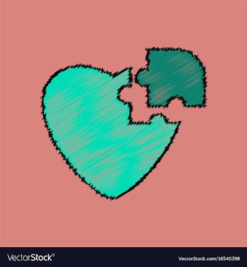 Flat shading style icon puzzle heart vector image