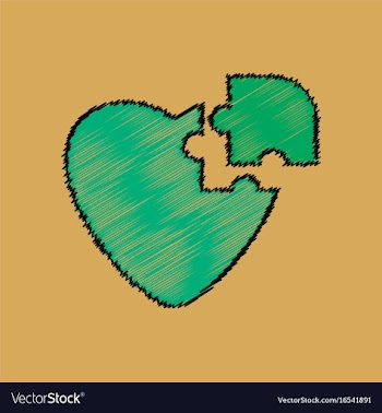 Flat shading style icon puzzle heart vector image