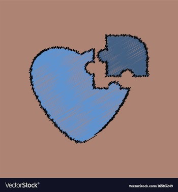 Flat shading style icon puzzle heart vector image