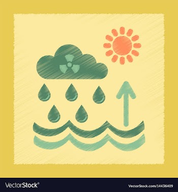 Flat shading style icon radioactive cloud and rain vector image