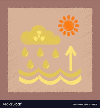 Flat shading style icon radioactive cloud and rain vector image