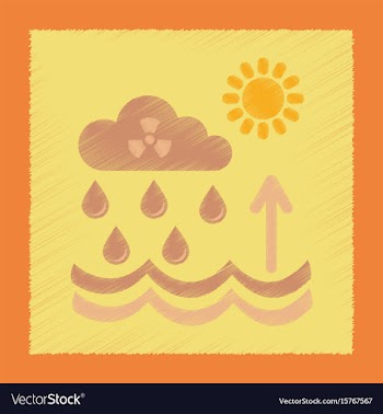 Flat shading style icon radioactive cloud and rain vector image