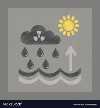 Flat shading style icon Radioactive cloud and rain vector image