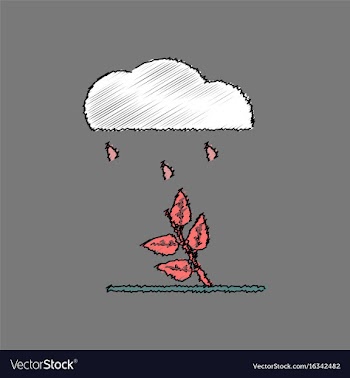 Flat shading style icon rain and bush vector image
