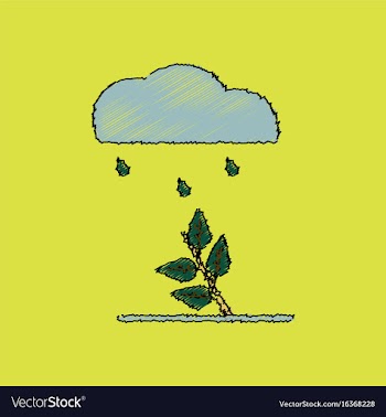Flat shading style icon rain and bush vector image