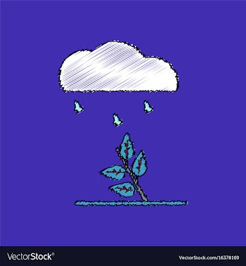 Flat shading style icon rain and bush vector image
