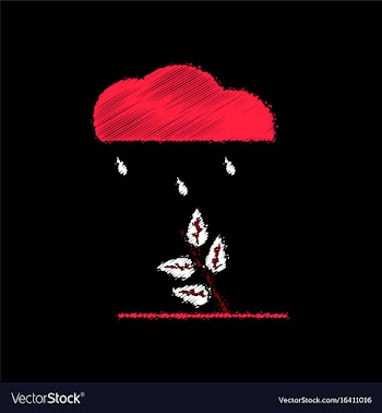 Flat shading style icon rain and bush vector image