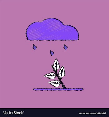Flat shading style icon rain and bush vector image