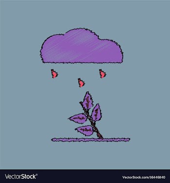 Flat shading style icon rain and bush vector image