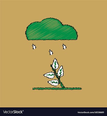 Flat shading style icon rain and bush vector image