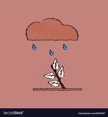 Flat shading style icon rain and bush vector image