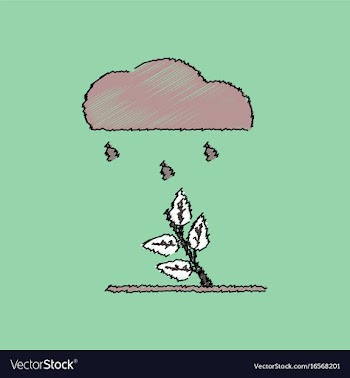 Flat shading style icon rain and bush vector image