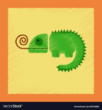 Flat shading style icon reptile chameleon vector image