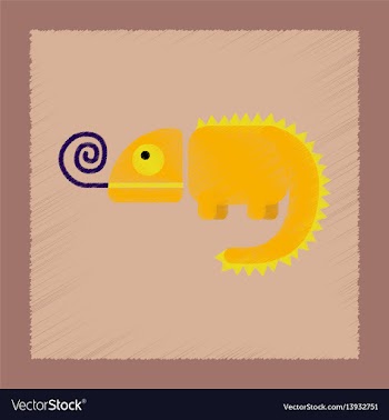 Flat shading style icon reptile chameleon vector image