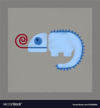 Flat shading style icon reptile chameleon vector image