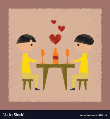 Flat shading style icon romantic dinner gay vector image