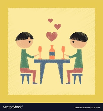 Flat shading style icon romantic dinner gay vector image