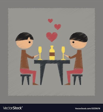 Flat shading style icon romantic dinner gay vector image