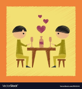 Flat shading style icon romantic dinner gay vector image