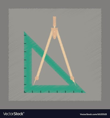 Flat shading style icon ruler compass vector image