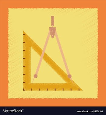 Flat shading style icon ruler compass vector image