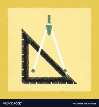Flat shading style icon ruler compass vector image