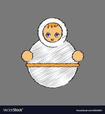 Flat shading style icon russian doll vector image