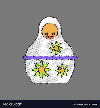 Flat shading style icon russian doll vector image