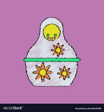 Flat shading style icon russian doll vector image