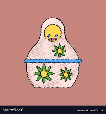 Flat shading style icon russian doll vector image