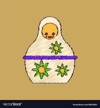 Flat shading style icon russian doll vector image
