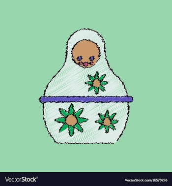 Flat shading style icon russian doll vector image
