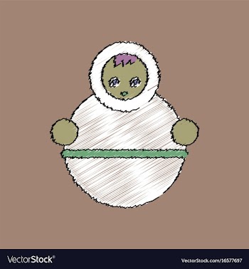 Flat shading style icon russian doll vector image