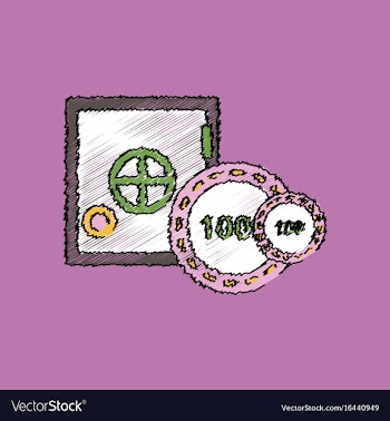 Flat shading style icon safe and chips vector image