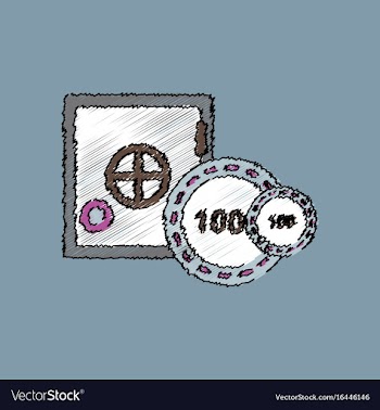 Flat shading style icon safe and chips vector image