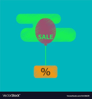 Flat shading style icon sale balloon in the sky vector image