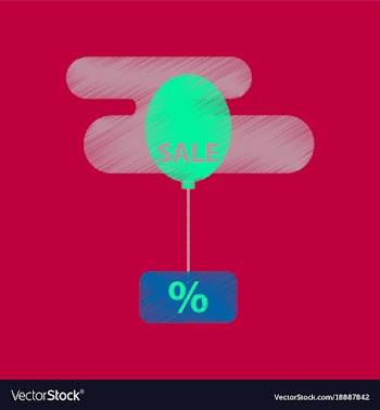 Flat shading style icon sale balloon in the sky vector image