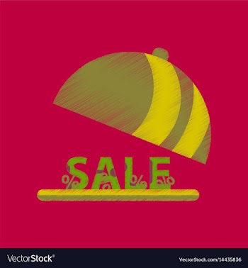 Flat shading style icon sale percent dish cover vector image