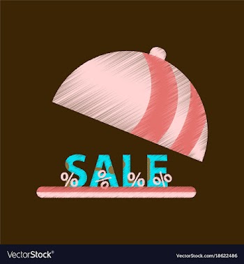 Flat shading style icon sale percent dish cover vector image