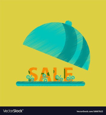 Flat shading style icon sale percent dish cover vector image
