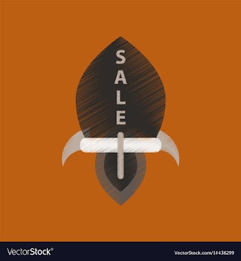 Flat shading style icon sale rocket vector image